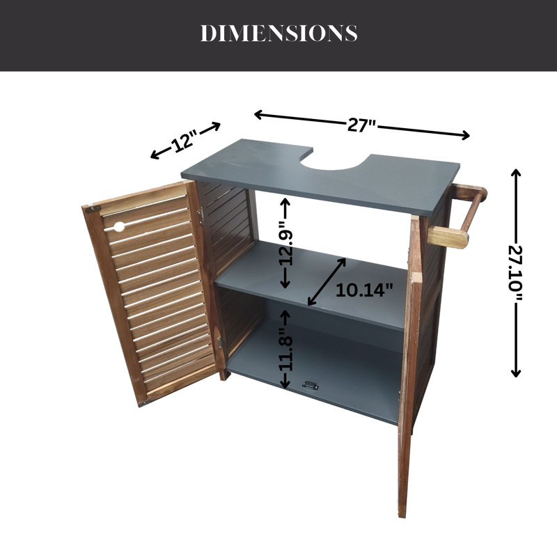 Evideco Brown and Gray Under Sink Cabinet with U-Shaped Cut-Out, Double ...